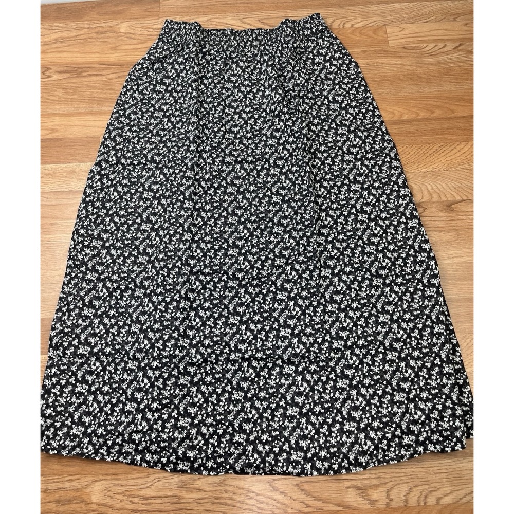 Lands' End Elastic Waist Relaxed Maxi Skirt with Pockets Womens Medium 10-12 NEW